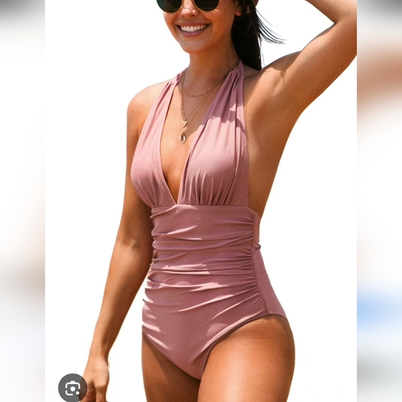 Cupshe Other - Cupshe Pink Halter One-Piece Swimsuit
